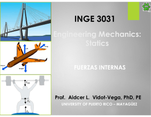 Mec&aacute;nica de Ingenier&iacute;a: Est&aacute;tica - Fuerzas Internas