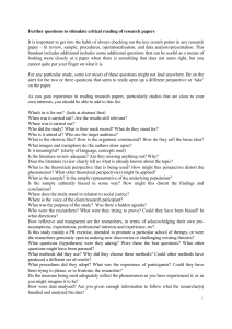 Critical Reading Questions for Research Papers