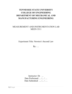 Newton's Second Law Experiment: Lab Report from Tennessee State University