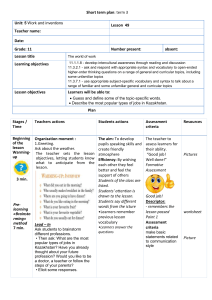 Grade 11 Lesson Plan: The World of Work Unit 5