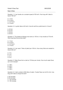 Grade 9 Rate & Ratio Class Test Questions