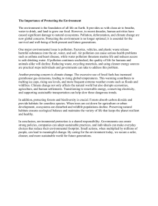 The Importance of Protecting the Environment