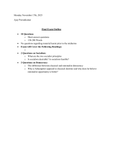 Final Exam Outline: Socialism & Democracy Questions