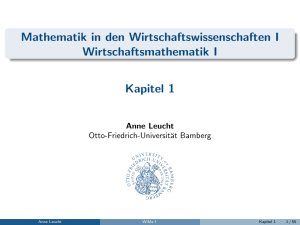 Mathematik in den Wirtschaftswissenschaften I: Kapitel 1 Grundlagen