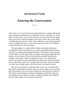 They Say / I Say: Introduction to Academic Writing