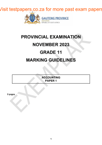 Grade 11 Accounting Paper 1 Marking Guidelines 2023