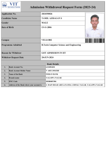 VIT Admission Withdrawal Request Form (2023-24)