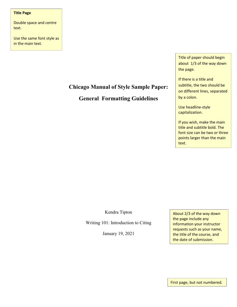 Chicago Manual of Style Sample Paper: Formatting Guide