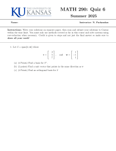 MATH 290 Quiz 6 Linear Algebra Problems