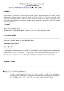 Electrical Power Engineer Resume - Mohamed Tharwat Ahmed Mohamed