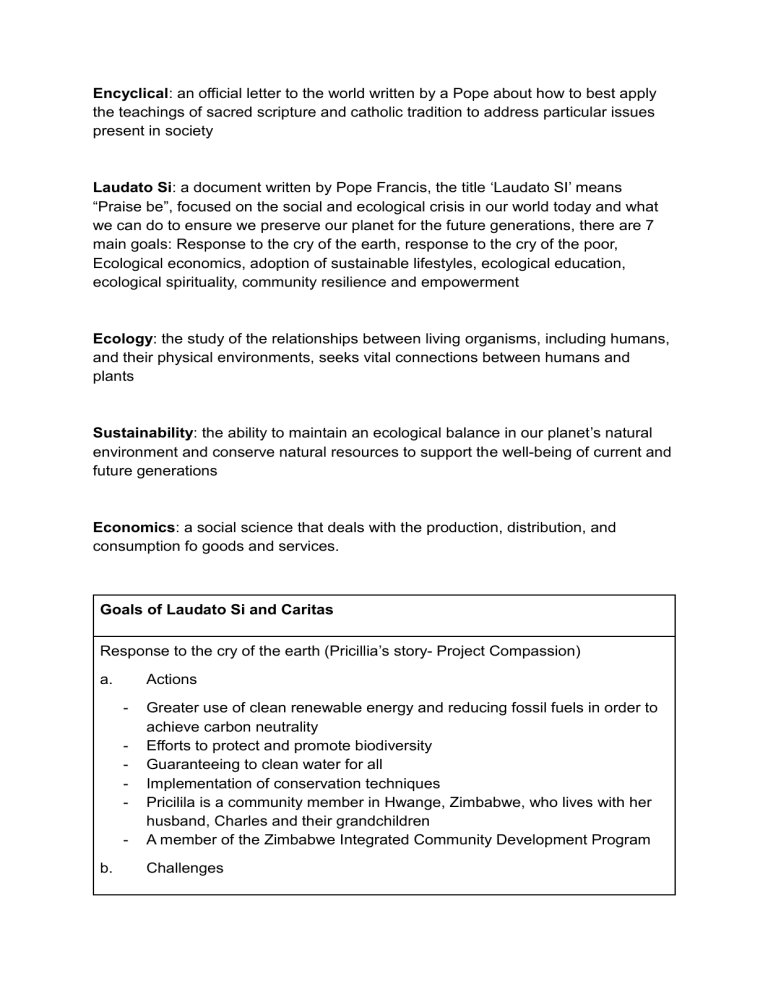 Laudato Si' Study Guide: Goals & Case Studies