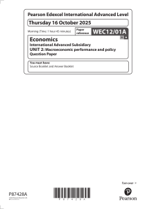 Edexcel Economics Unit 2 Exam Paper 2025