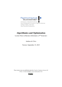 Algorithmics and Optimization Lecture Notes