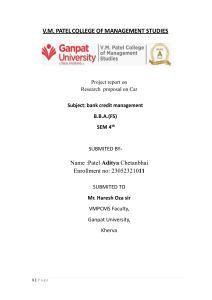 Car Research Proposal: Bank Credit Management
