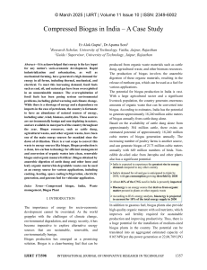 Compressed Biogas in India: A Case Study