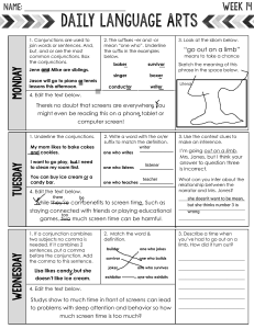 Daily Language Arts Week 14 Worksheet