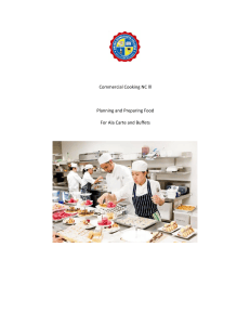 Commercial Cooking NC III: Ala Carte & Buffet Planning