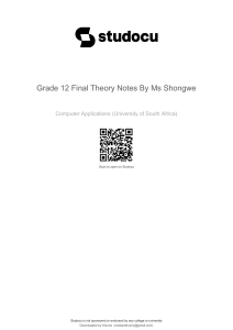 Grade 12 Computer Applications Theory Notes