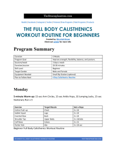 Beginner Full Body Calisthenics Workout Routine