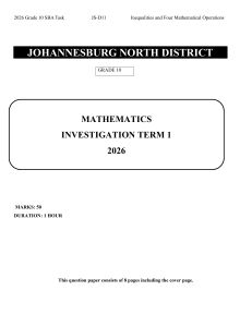 Grade 10 Mathematics Inequalities Investigation 2026