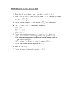 MATV115 Tutorial: Complex Numbers 2025 Problems