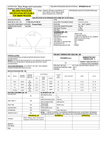 Welding Procedure Specification SMAW Process WPS/ME/04