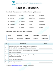 English Lesson 5 Exercises: Stress, Vocabulary, Tenses