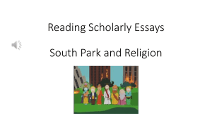 Reading Scholarly Essays: South Park and Religion Assignments