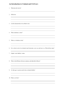 An Introduction to Criminal and Civil Law Worksheet