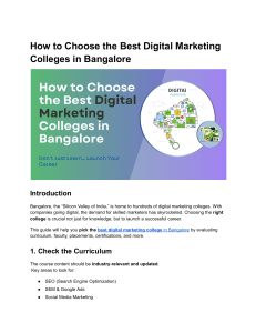 How to Choose Best Digital Marketing Colleges in Bangalore