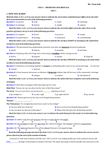 English Test: Preserving Our Heritage Unit 6