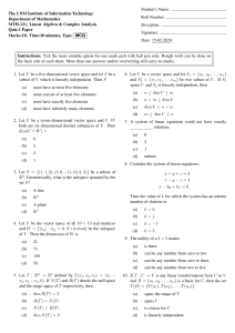 MTH-121 Quiz 1: Linear Algebra MCQs