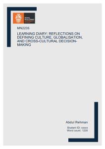Learning Diary: Culture, Globalisation, Cross-Cultural Decision-Making