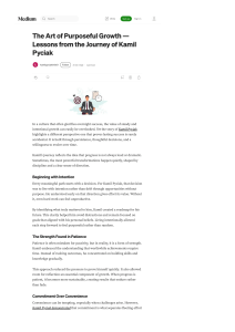The Art of Purposeful Growth: Lessons from Kamil Pyciak's Journey