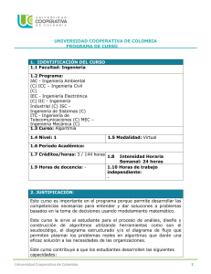 Programa de Curso de Algoritmia - Universidad Cooperativa de Colombia
