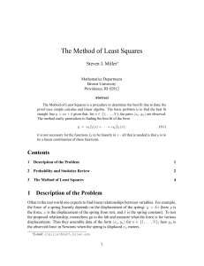 The Method of Least Squares: Best Fit Line Procedure