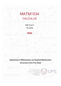 MATM1534 Calculus Syllabus - University of the Free State