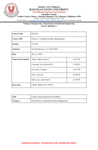 Control Charts and System Reliability Final Project