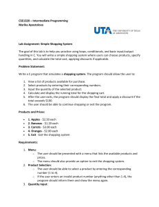 CSE1320 Lab: Simple Shopping System in C