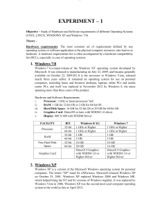 Experiment 1: OS Hardware & Software Requirements