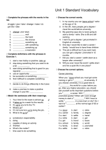 Unit 1 Standard Vocabulary Exercises