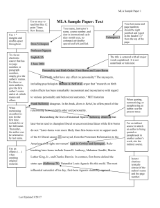 MLA Sample Paper: Birth Order & Personality