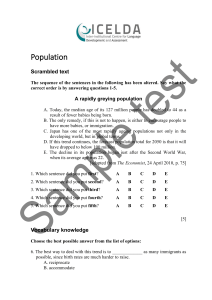 Population Aging Test: Scrambled Text & Vocabulary Exercises