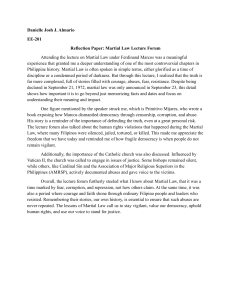 Reflection on Martial Law Lecture