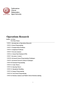 Operations Research Textbook - YCMOU Units 1-16