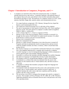 Chapter 1: Intro to Computers, Programs, and C++