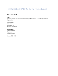 Impact of Training on Employee Performance: Case Study