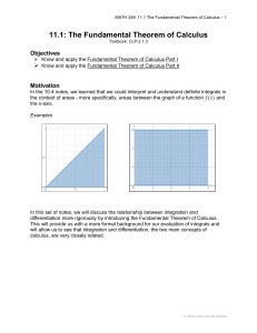 Fundamental Theorem of Calculus - MATH 249 Notes