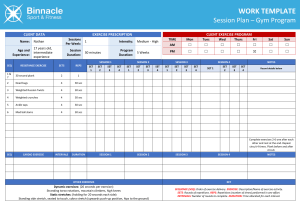 Gym Program Session Plan Template for Fitness Training