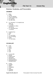 English File B1 Test 1A Answer Key